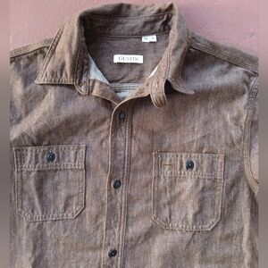 Gustin Mens #47 Rust Brown Workshirt XXL SL Raw Denim Japan Chip Strap